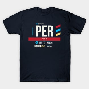 Perth (PER) Airport Code Baggage Tag T-Shirt